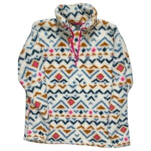 Eddie Bauer Faux Fur pullover quarter zip sherpa-like 100% polyester‎ Small